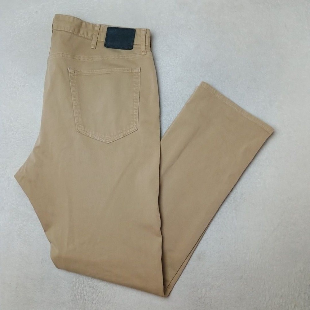 Bonobos Jeans Mens 38x32 Beige Slim Straight Stretch 5-Pocket Zip Work 5 Pocket